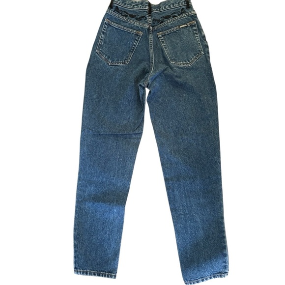 Vintage 80's Jordache Embellished Denim Jean Sz Jr 7/8 Dark Wash High Waisted - Picture 2 of 9